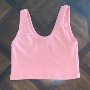 Pink Tank Ribbed Crop Top